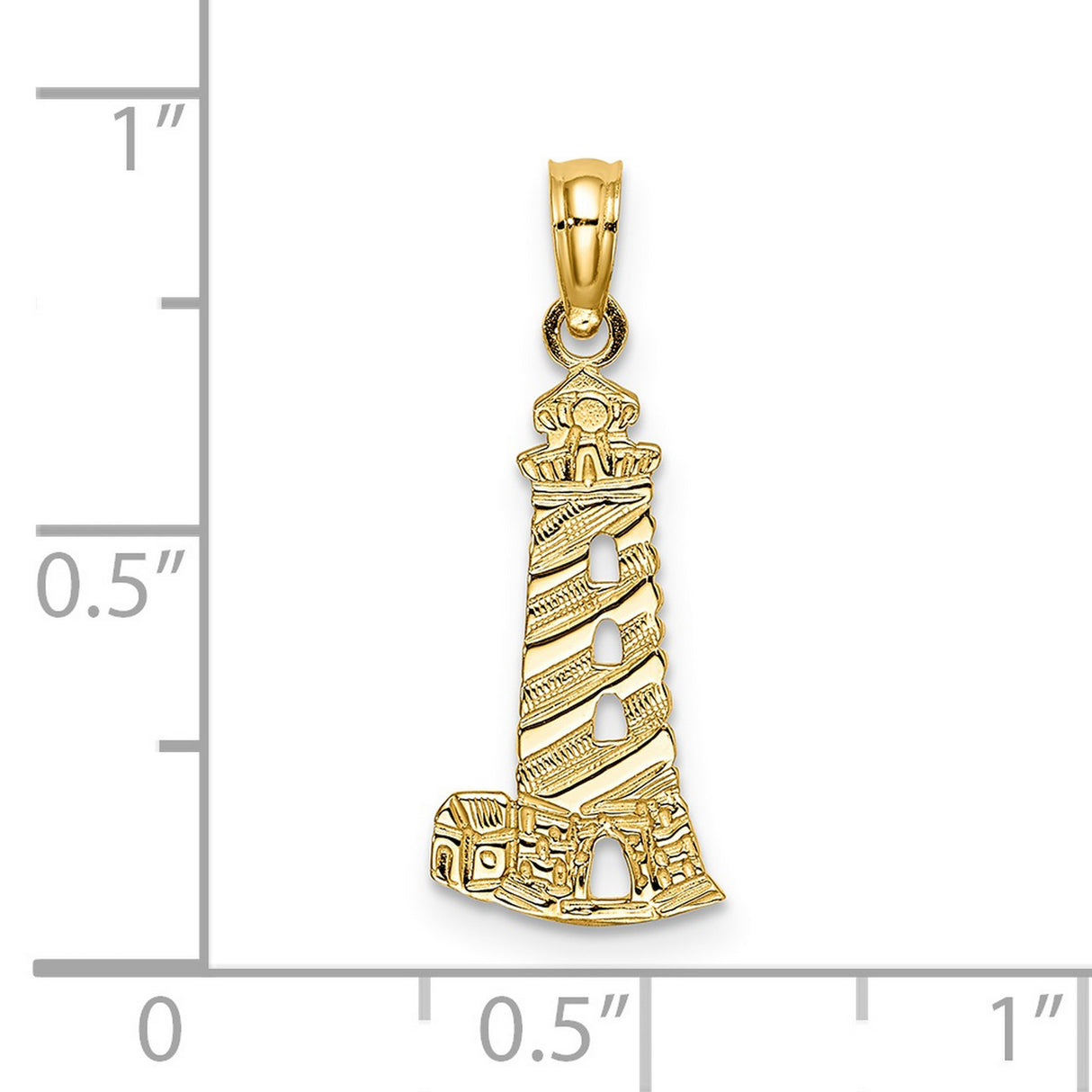 14k Yellow Gold Lighthouse Pendant, Nautical Architecture Design, Maritime Symbol Charm