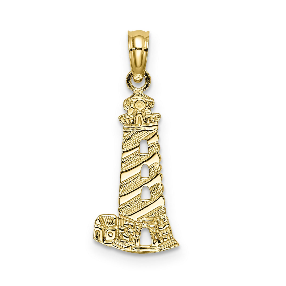 14k Yellow Gold Lighthouse Pendant, Nautical Architecture Design, Maritime Symbol Charm