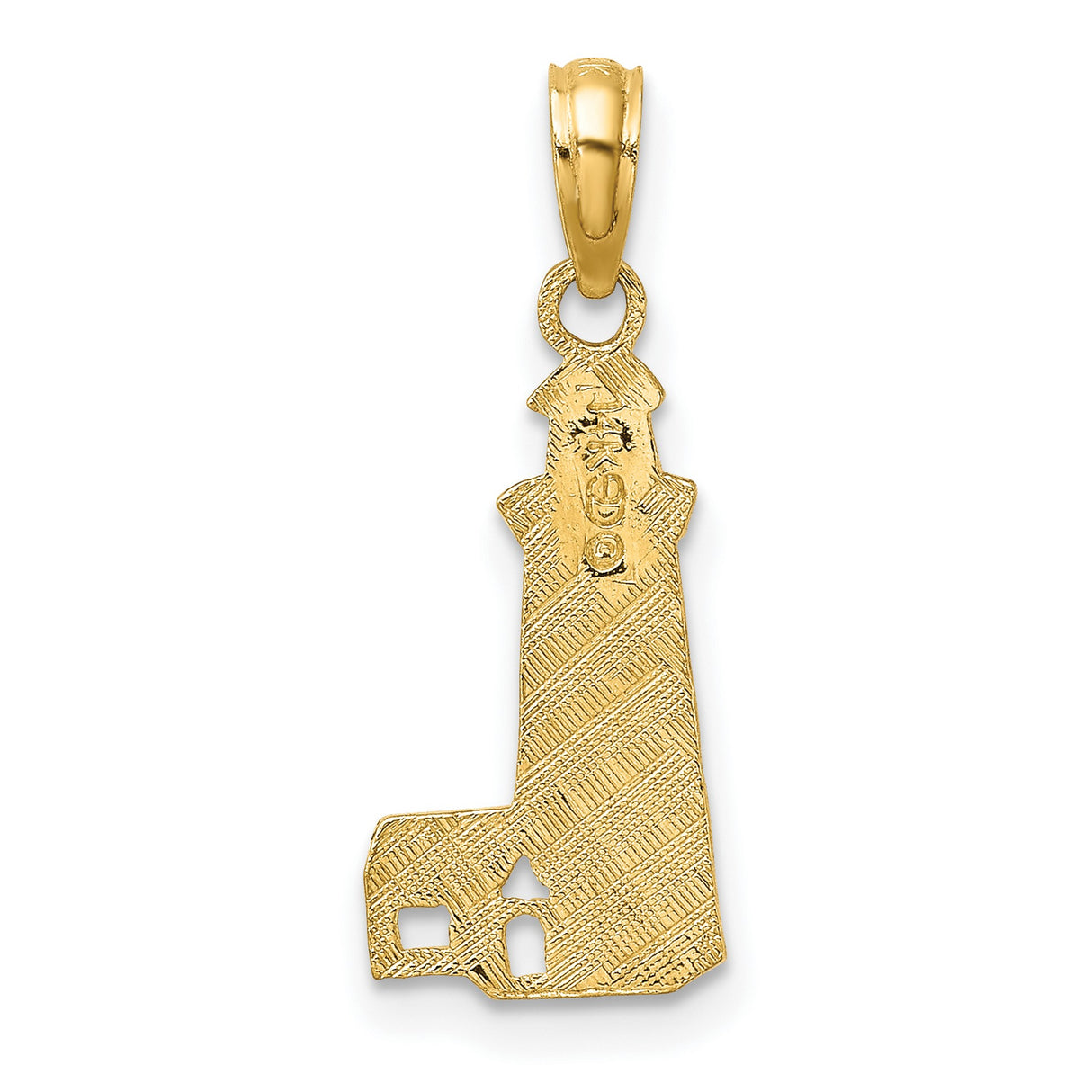 14k Yellow Gold Lighthouse Pendant, Nautical Coastal Charm Symbolizing Guidance and Hope