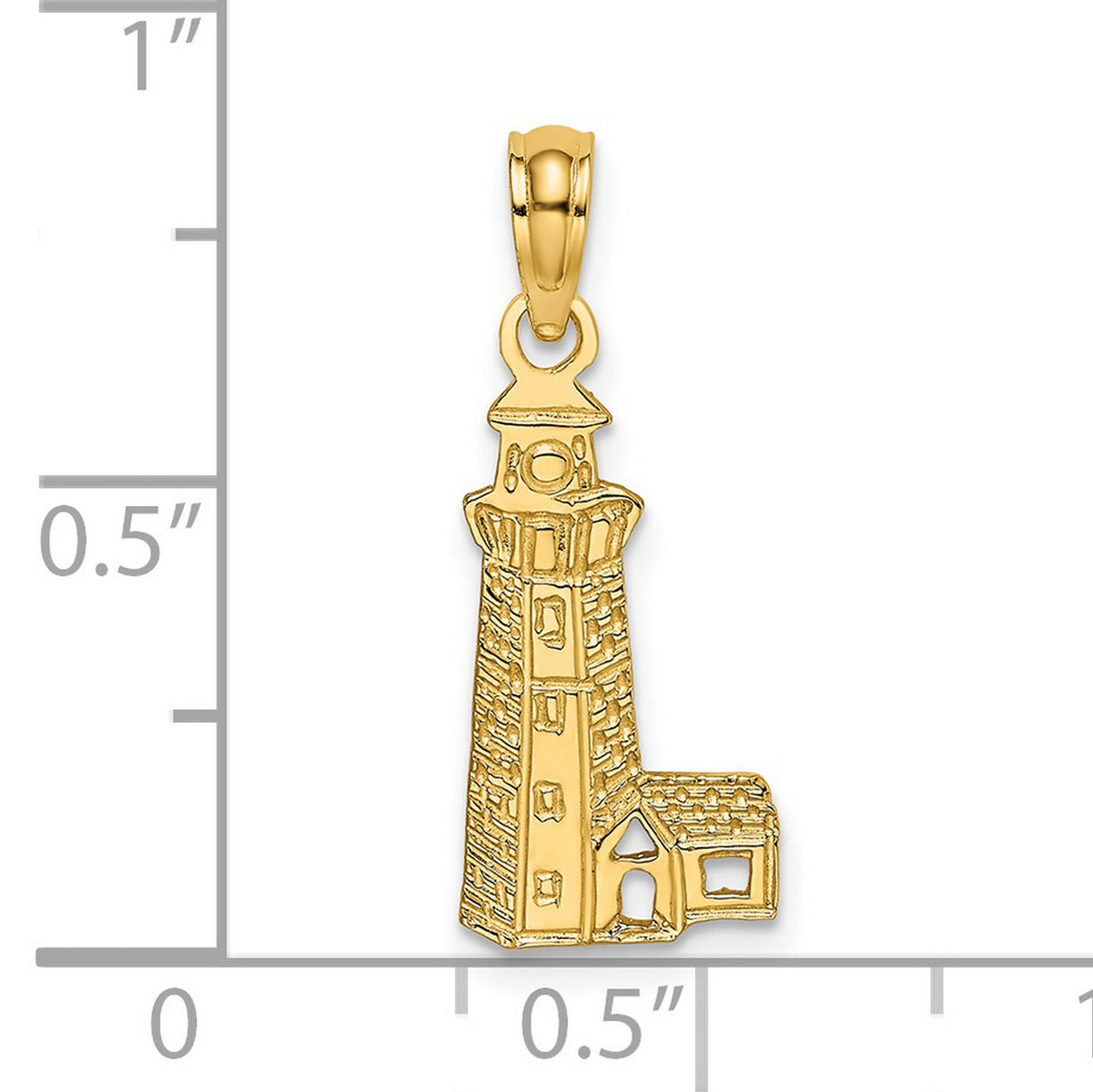 14k Yellow Gold Lighthouse Pendant, Nautical Coastal Charm Symbolizing Guidance and Hope