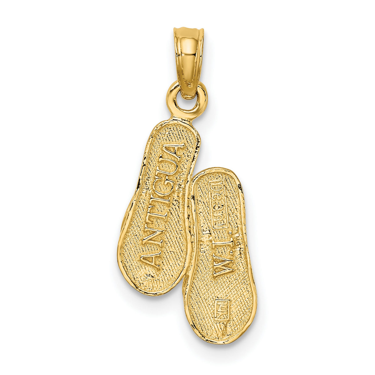 14k Yellow Gold Flip-Flop Pendant Charm with Detailed Sandal Design, Beachwear Summer Style