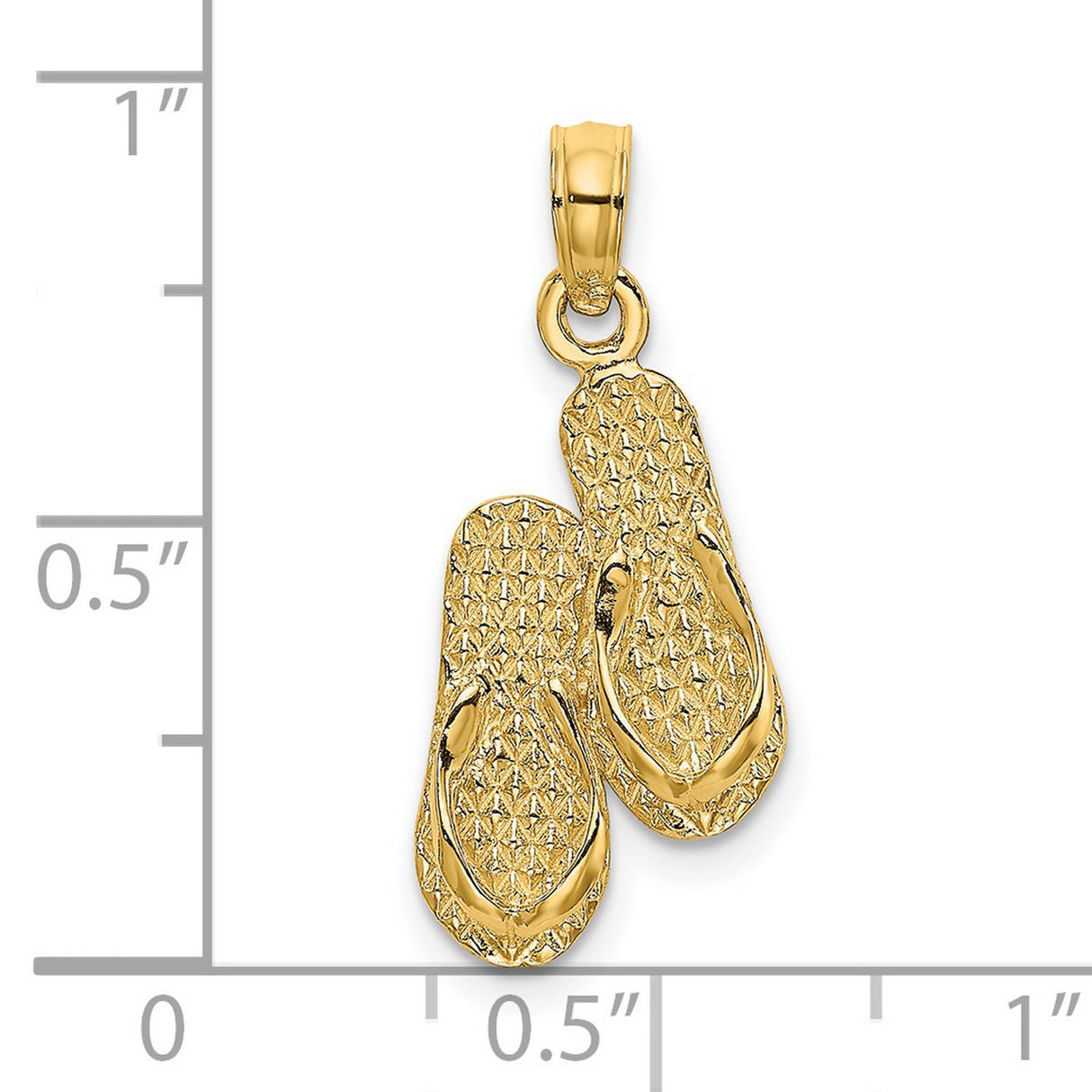 14k Yellow Gold Flip-Flop Pendant Charm with Detailed Sandal Design, Beachwear Summer Style