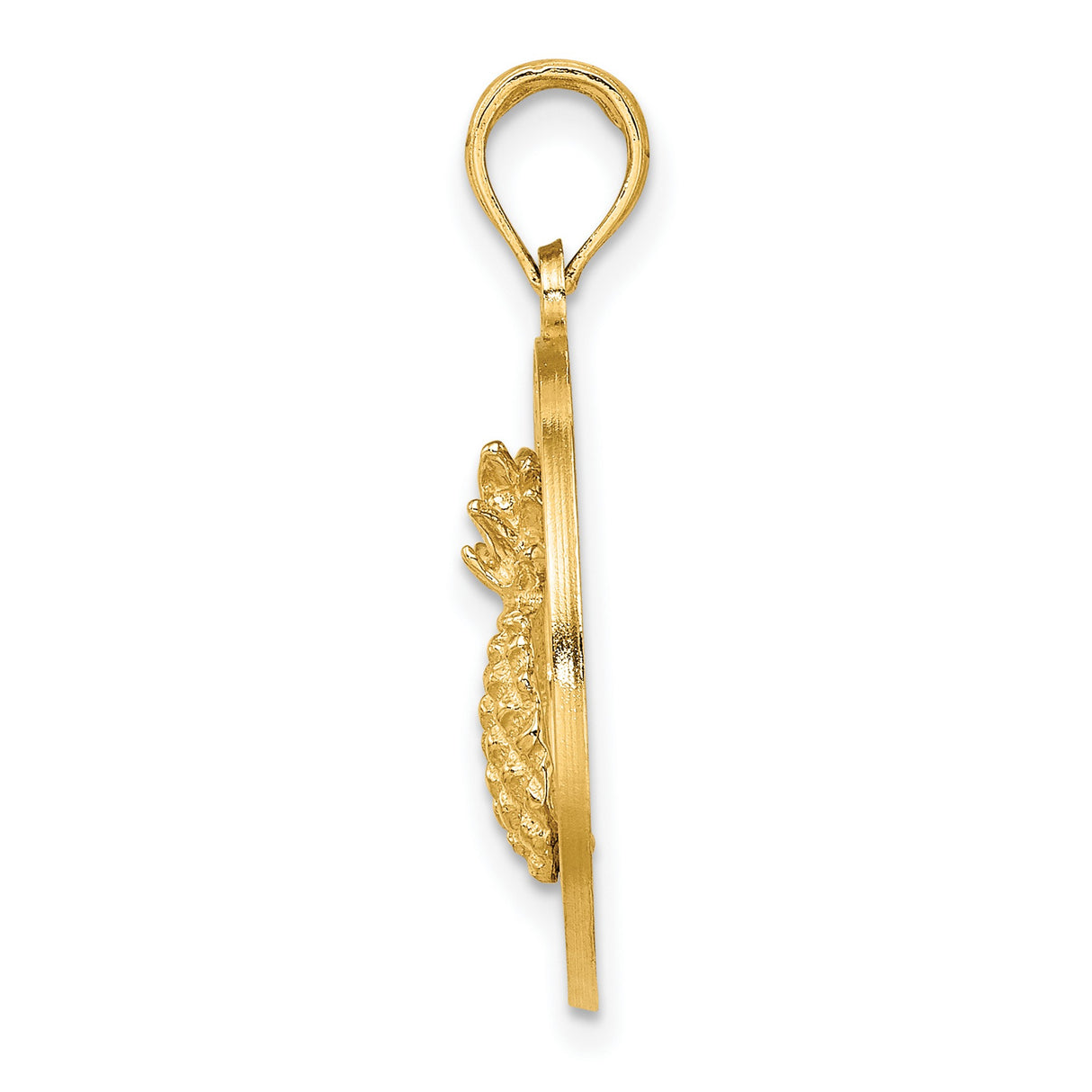 14k Yellow Gold Pineapple Pendant with Textured Circle, Southern Hospitality Travel Charm