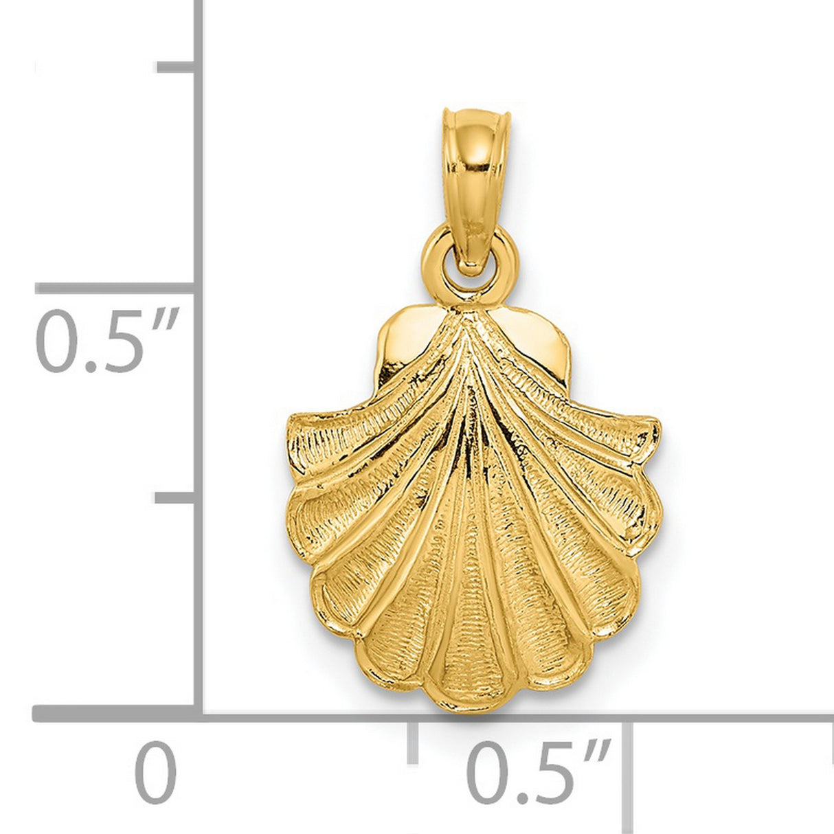 14k Yellow Gold Scallop Shell Pendant, Camino de Santiago Spiritual Journey Charm