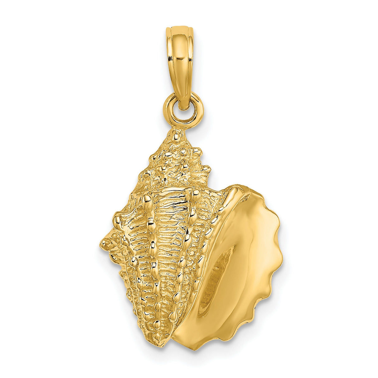 14k Yellow Gold Conch Shell Pendant, Nautical Ocean-Inspired Coastal Charm for Women