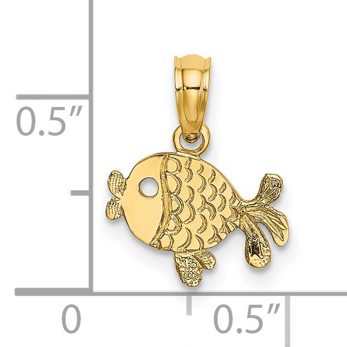 14k Yellow Gold Fish Pendant, Detailed Ocean-Inspired Religious Charm for Women or Unisex Wear