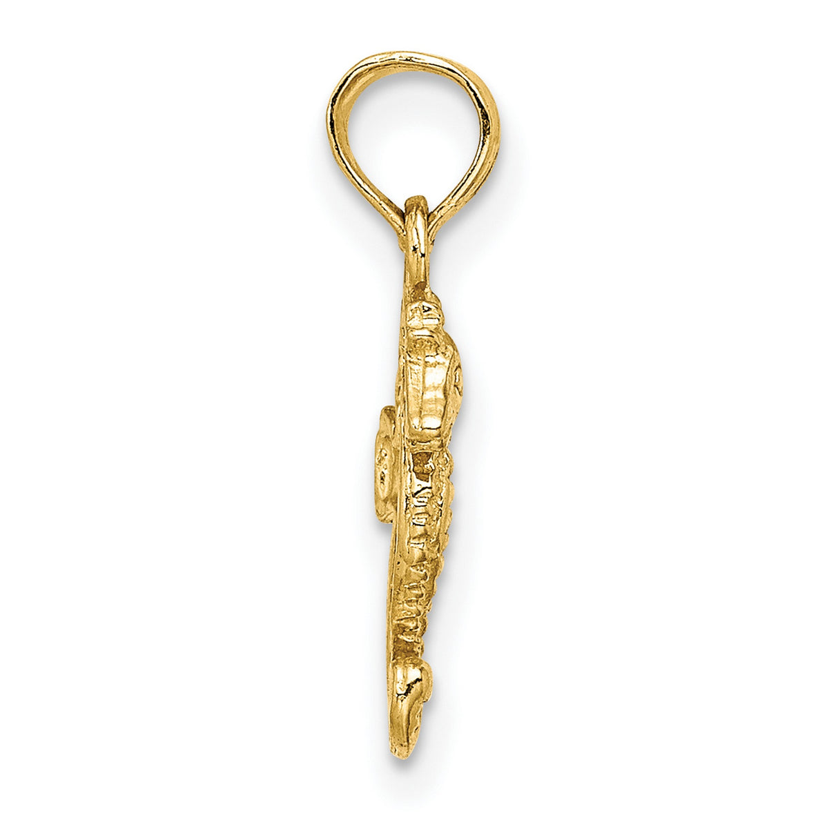 Open-Back Mini Seahorse Charm Pendant in Real 14k Yellow Gold