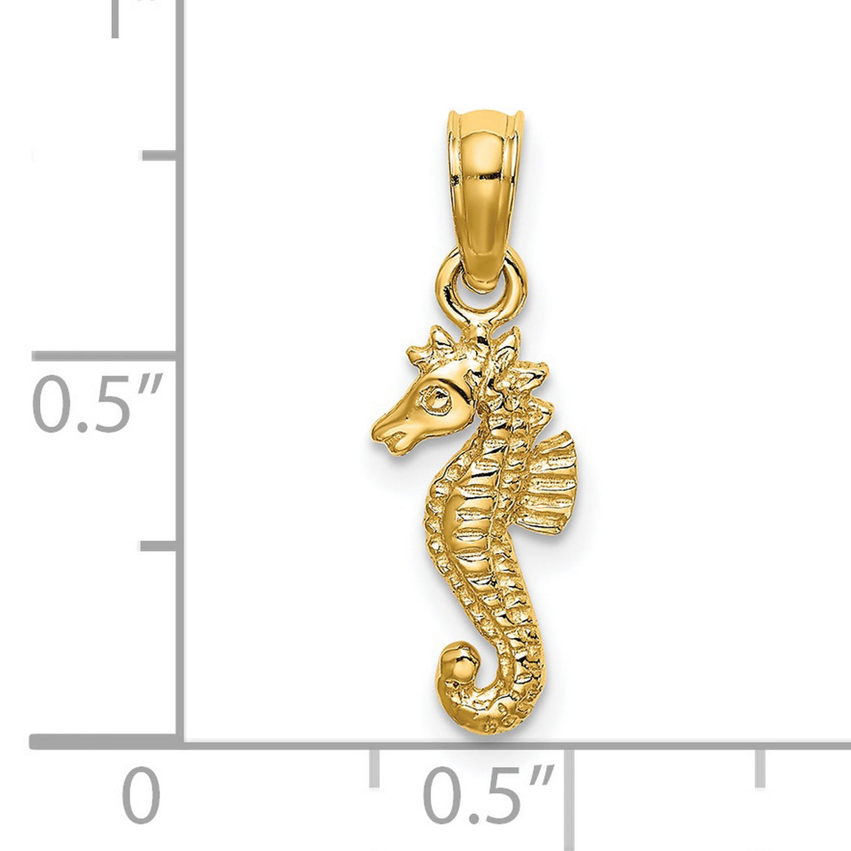 Open-Back Mini Seahorse Charm Pendant in Real 14k Yellow Gold