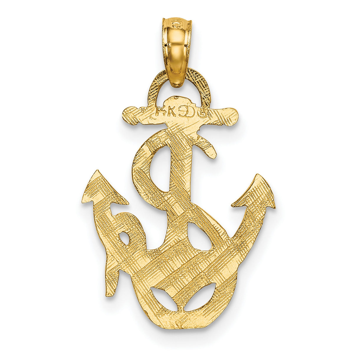 14k Yellow Gold Anchor Pendant with Nautical Rope Detail, Unisex Maritime Jewelry Charm