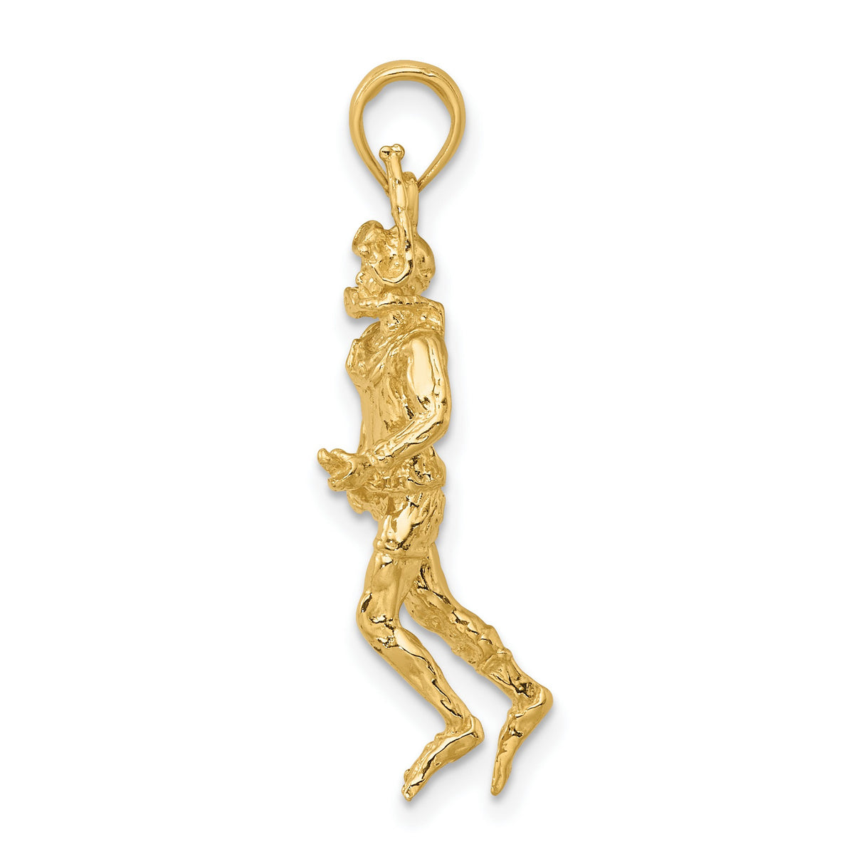 14k Yellow Gold Scuba Diver Pendant with Speargun, Nautical Theme Charm for Men or Unisex