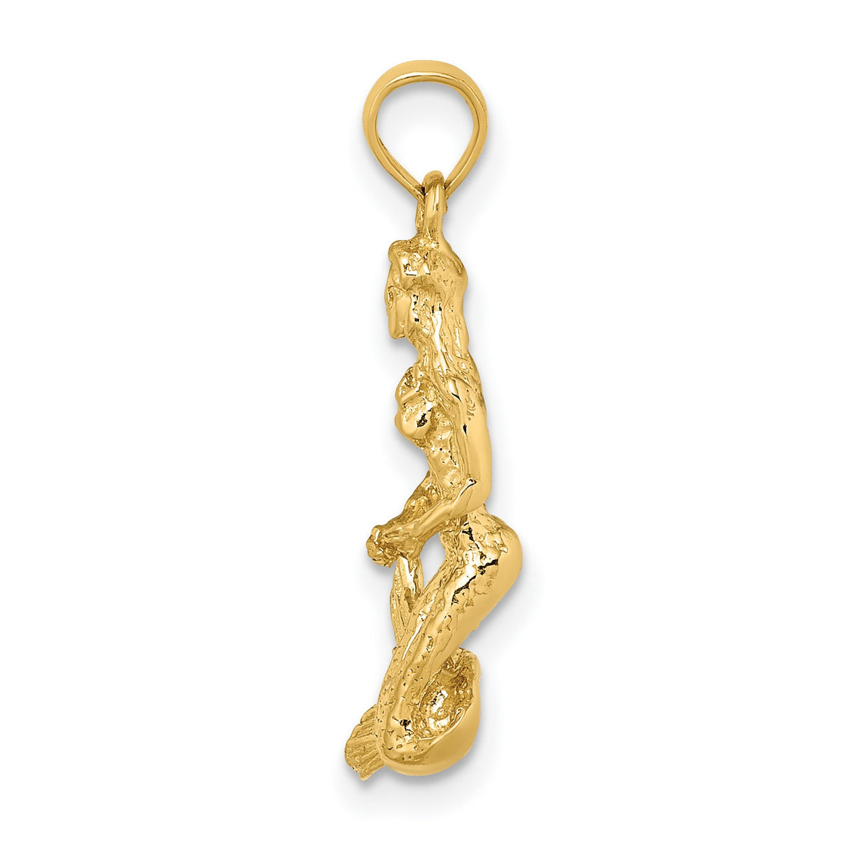 14k Yellow Gold Mermaid Pendant with Detailed Nautical Fantasy Design for Women