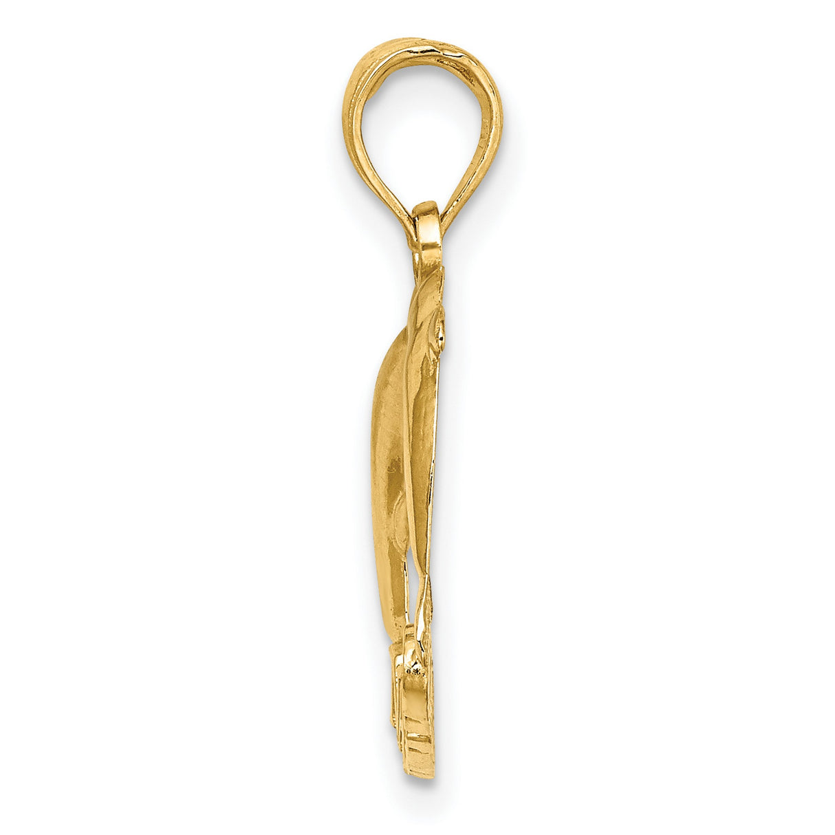 14k Yellow Gold Dolphin Pendant with Two Dolphins Touching Noses, Nautical Marine Life Theme