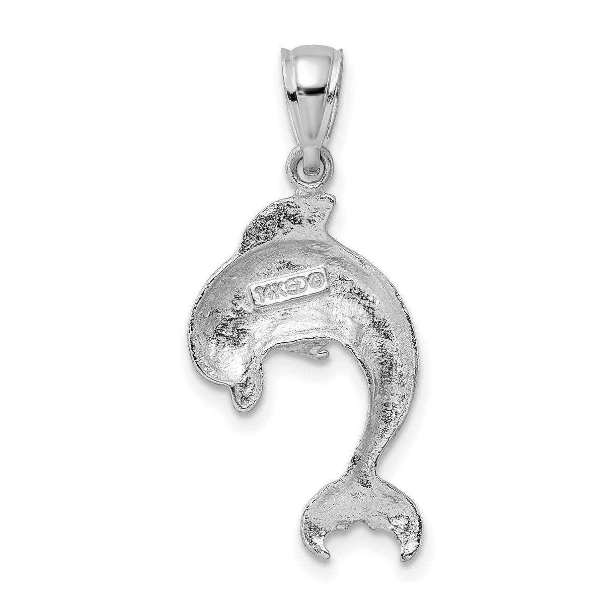 14k White Gold Dolphin Pendant, Sleek Curved Marine-Inspired Design for Women or Unisex Wear