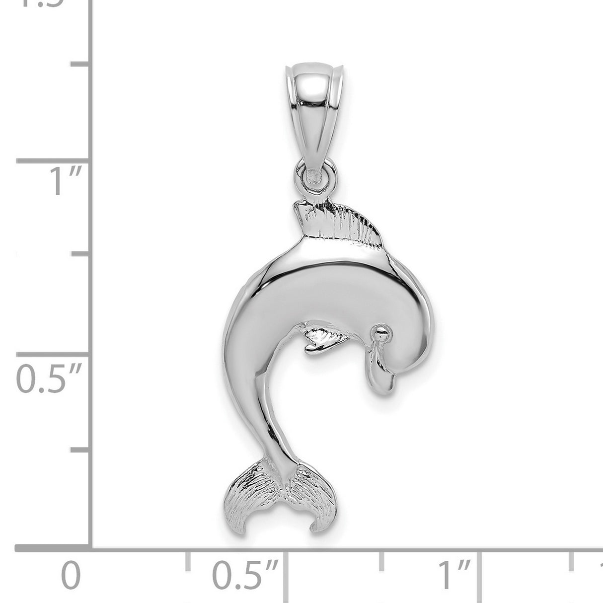 14k White Gold Dolphin Pendant, Sleek Curved Marine-Inspired Design for Women or Unisex Wear