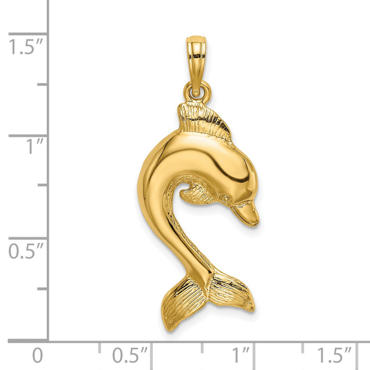 14k Yellow Gold Dolphin Pendant with Detailed Jumping Dolphin Design, Ocean Theme Jewelry for Women