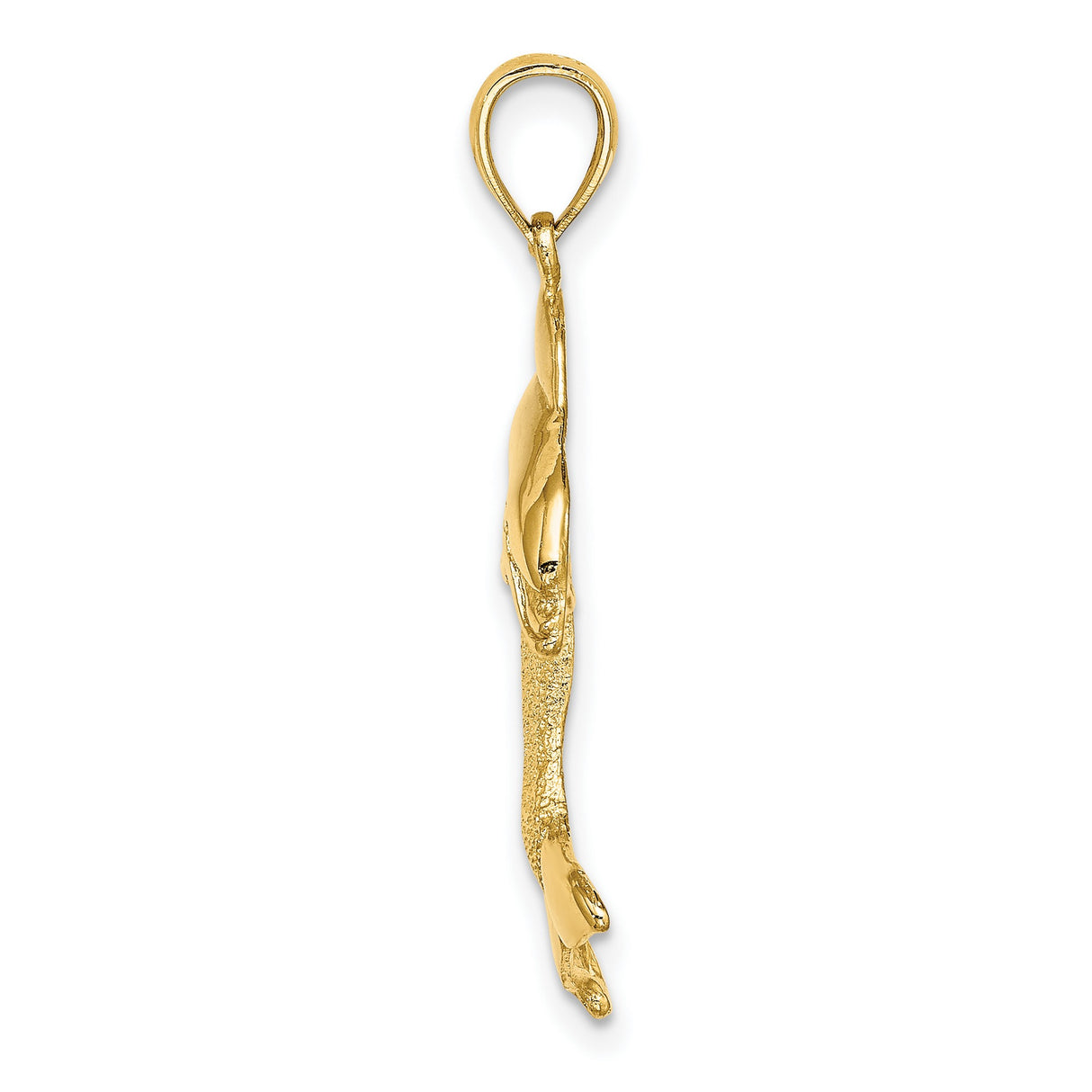 14k Yellow Gold Dolphin Pendant, Jumping Dolphin Charm with Ocean-Inspired Design