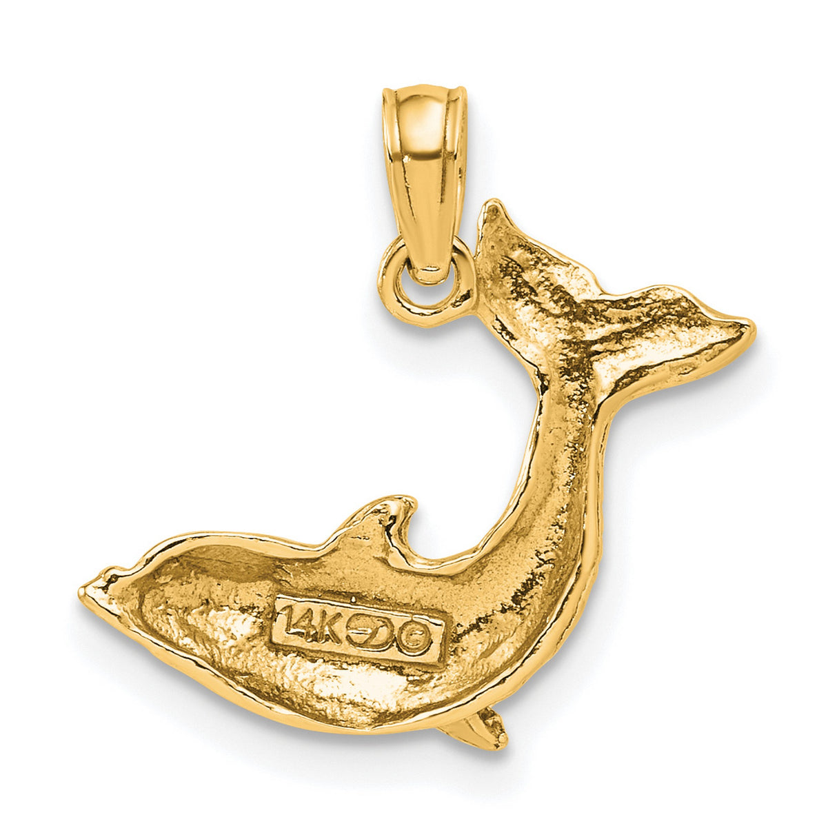 14k Yellow Gold Dolphin Pendant with Jumping Design, Marine Life Charm for Women or Unisex