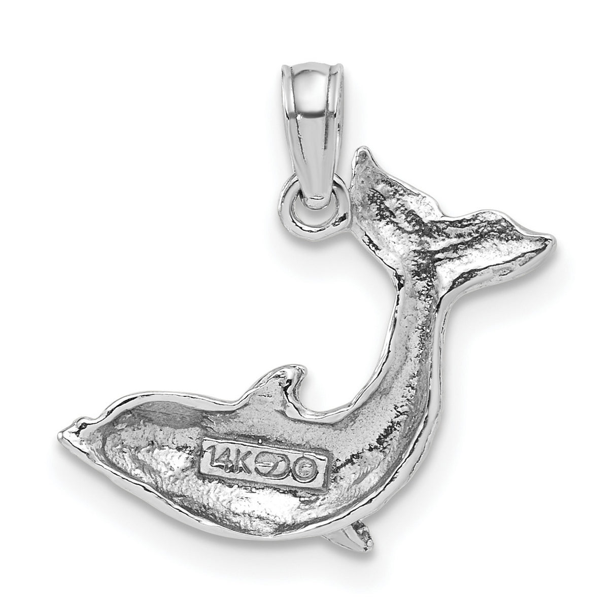 14k White Gold Dolphin Pendant with Leaping Dolphin Design, Ocean-Themed Animal Jewelry for Women