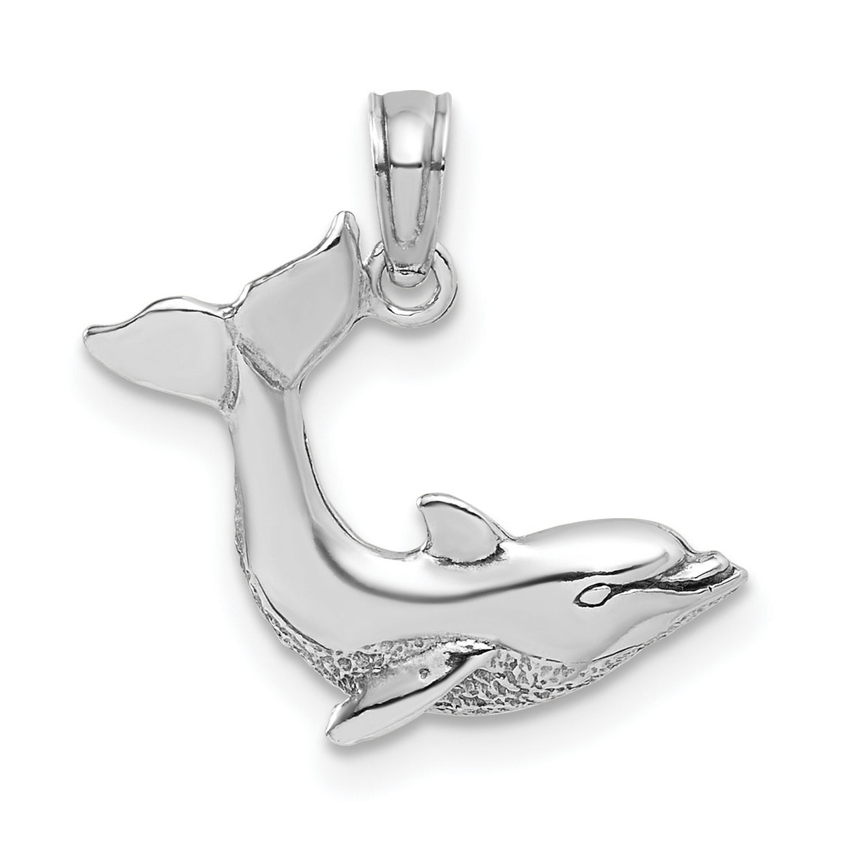 14k White Gold Dolphin Pendant with Leaping Dolphin Design, Ocean-Themed Animal Jewelry for Women