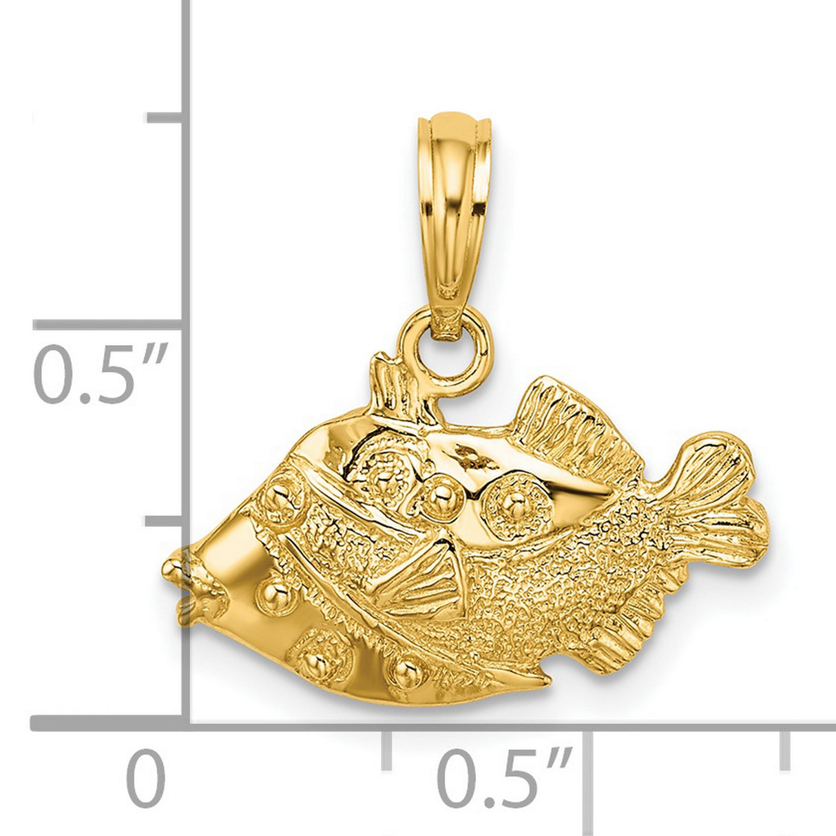 14k Yellow Gold Fish Pendant with Detailed Texture, Nautical and Religious Theme