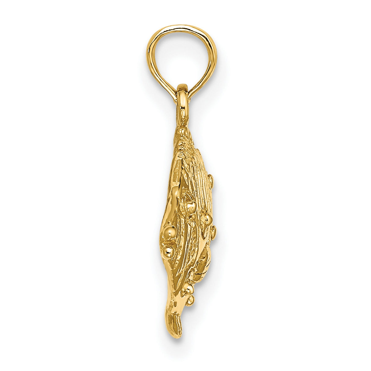 14k Yellow Gold Tropical Fish Pendant, Textured Ocean Charm, Nautical Marine Life Jewelry
