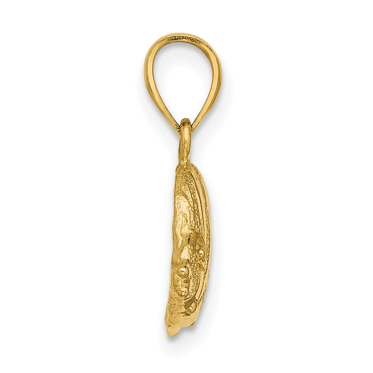 14k Yellow Gold Angelfish Pendant with Textured Detailing, Ocean-Inspired Nautical Jewelry