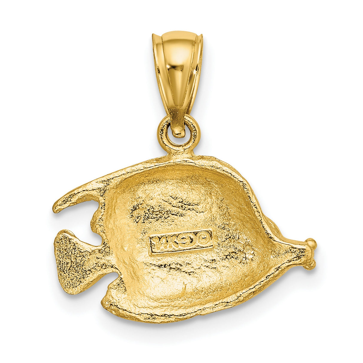 14k Yellow Gold Angelfish Pendant with Textured Detailing, Ocean-Inspired Nautical Jewelry