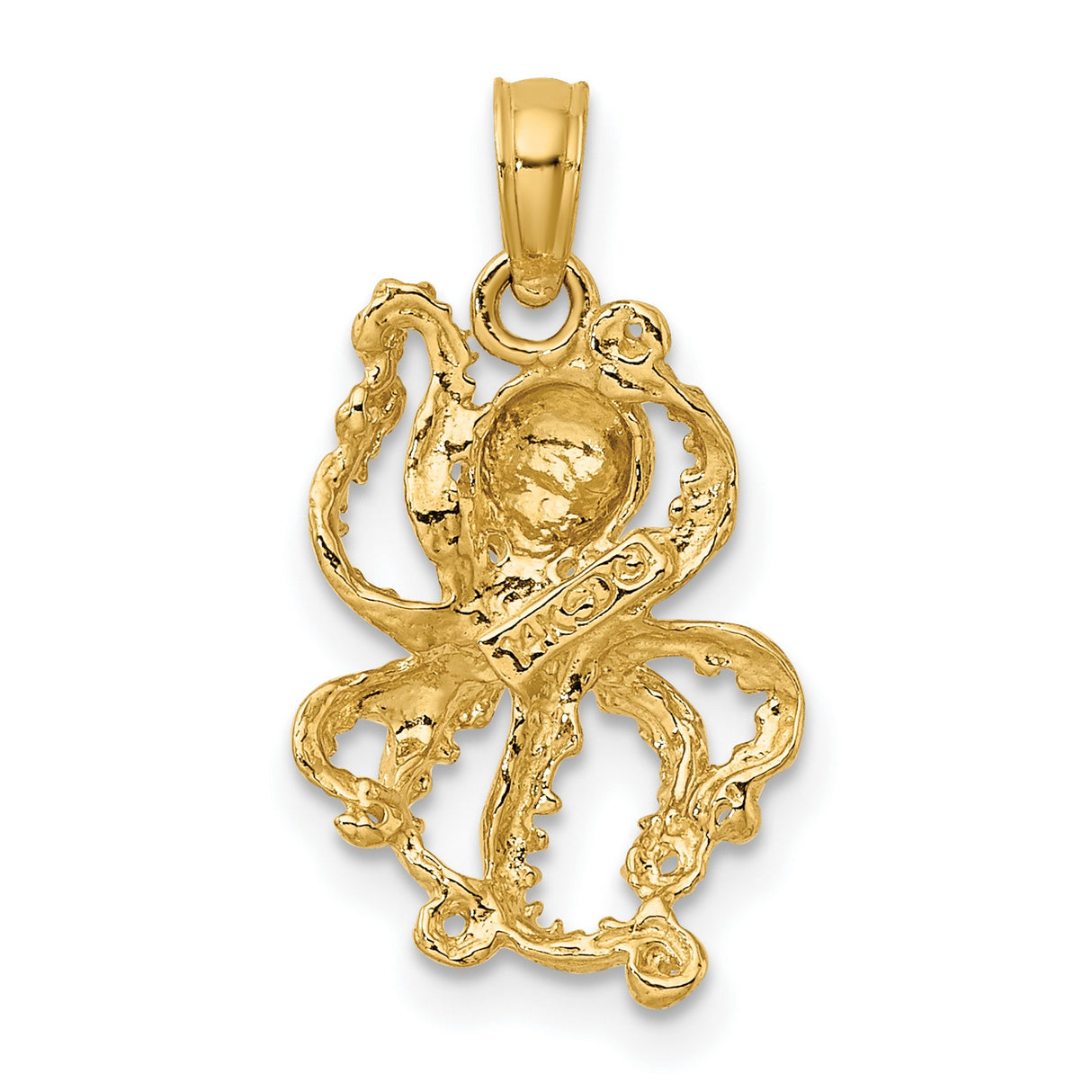 14k Yellow Gold Octopus Pendant, Detailed Nautical Marine Life Charm