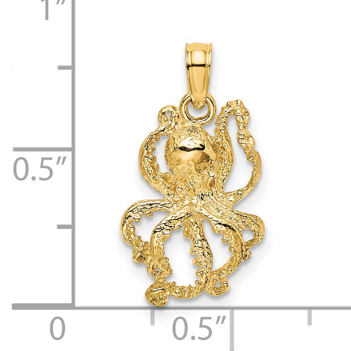 14k Yellow Gold Octopus Pendant, Detailed Nautical Marine Life Charm