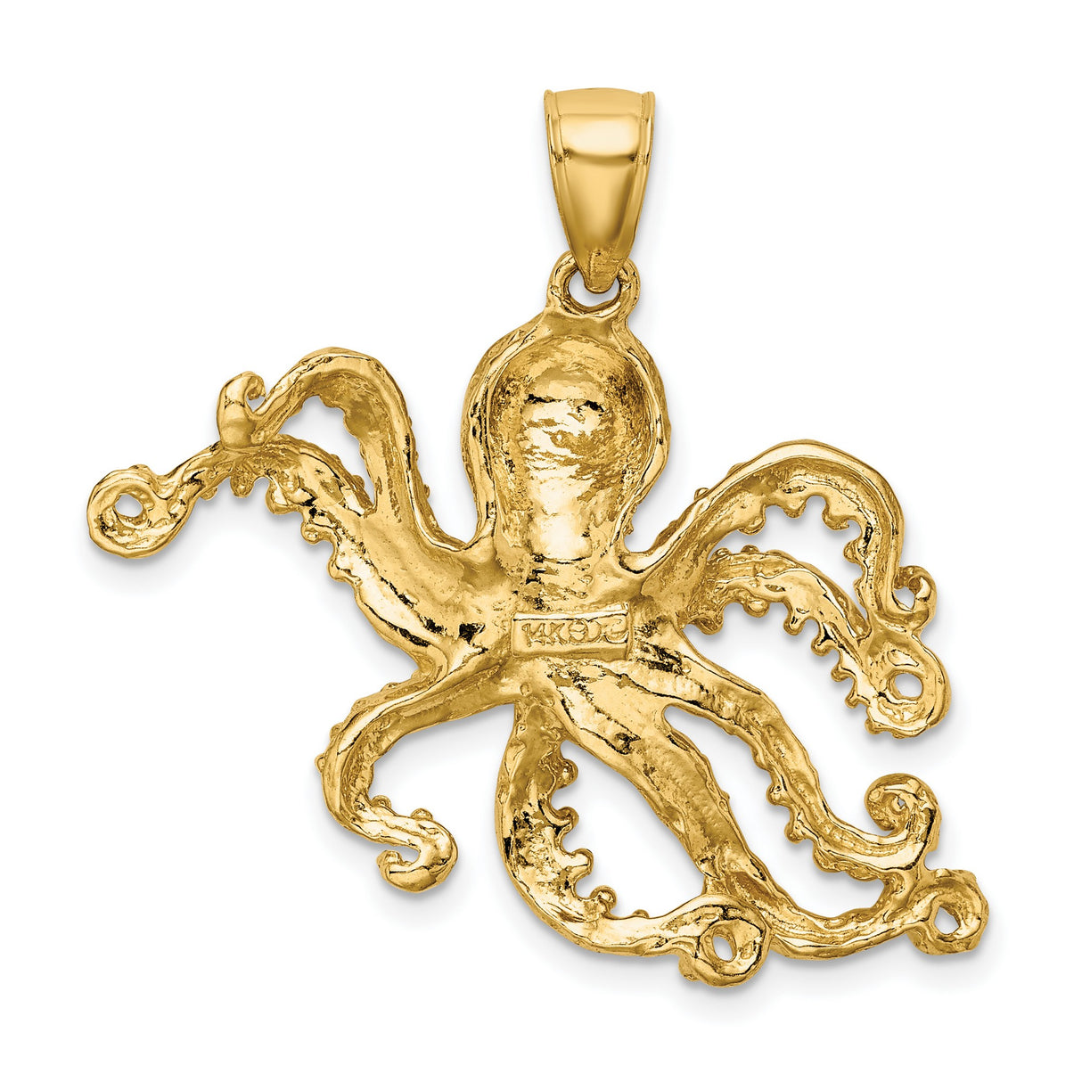 14k Yellow Gold Octopus Pendant, Detailed Marine Design, Nautical Theme Jewelry
