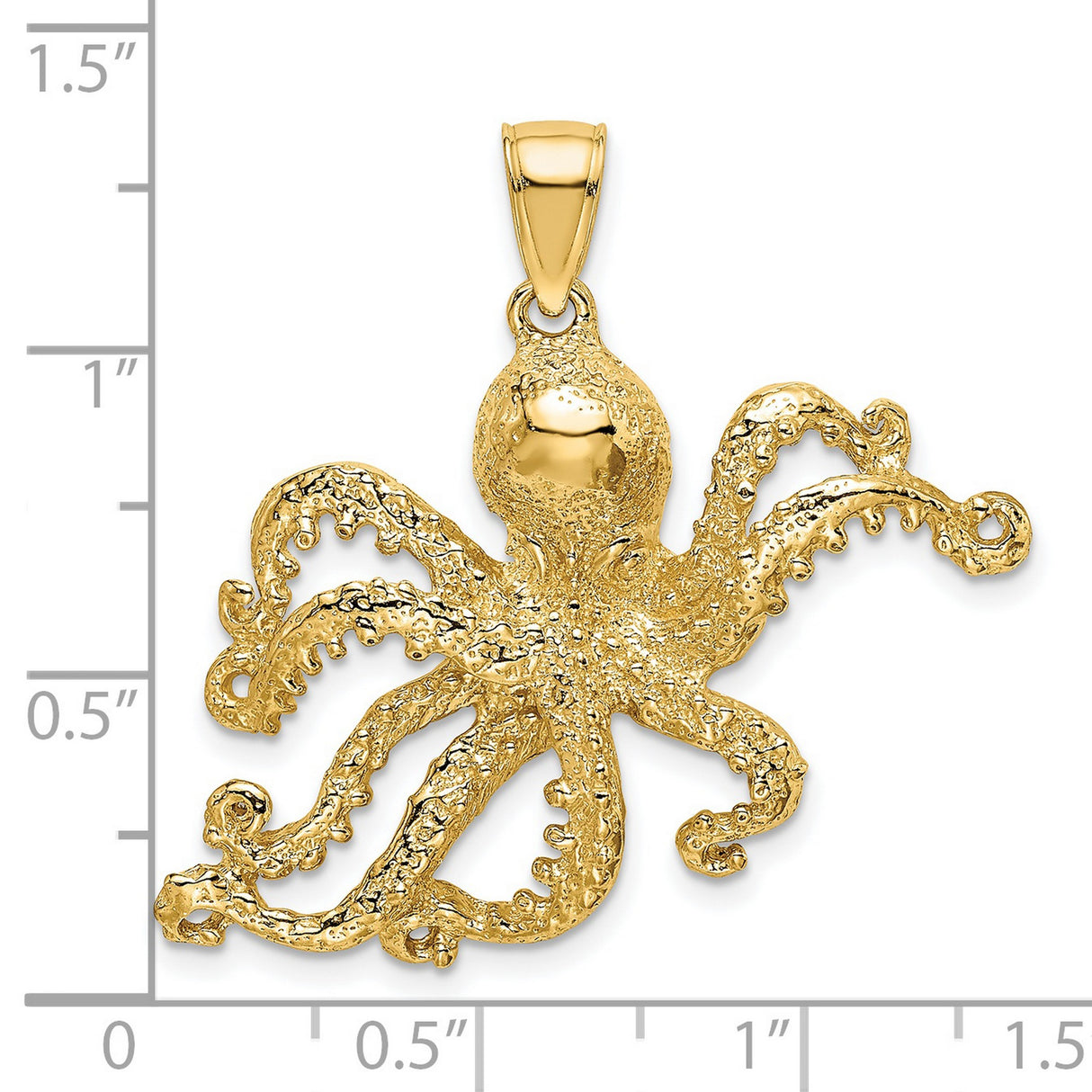 14k Yellow Gold Octopus Pendant, Detailed Marine Design, Nautical Theme Jewelry