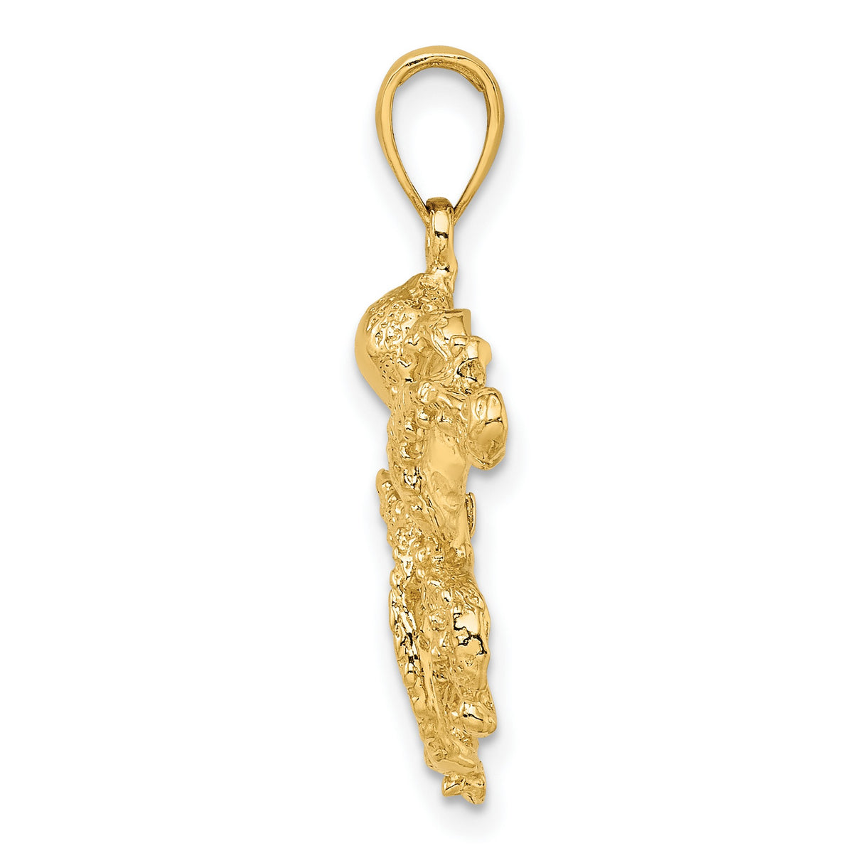 14k Yellow Gold Octopus Pendant with Textured Nautical Design, Unisex Sea Creature Jewelry