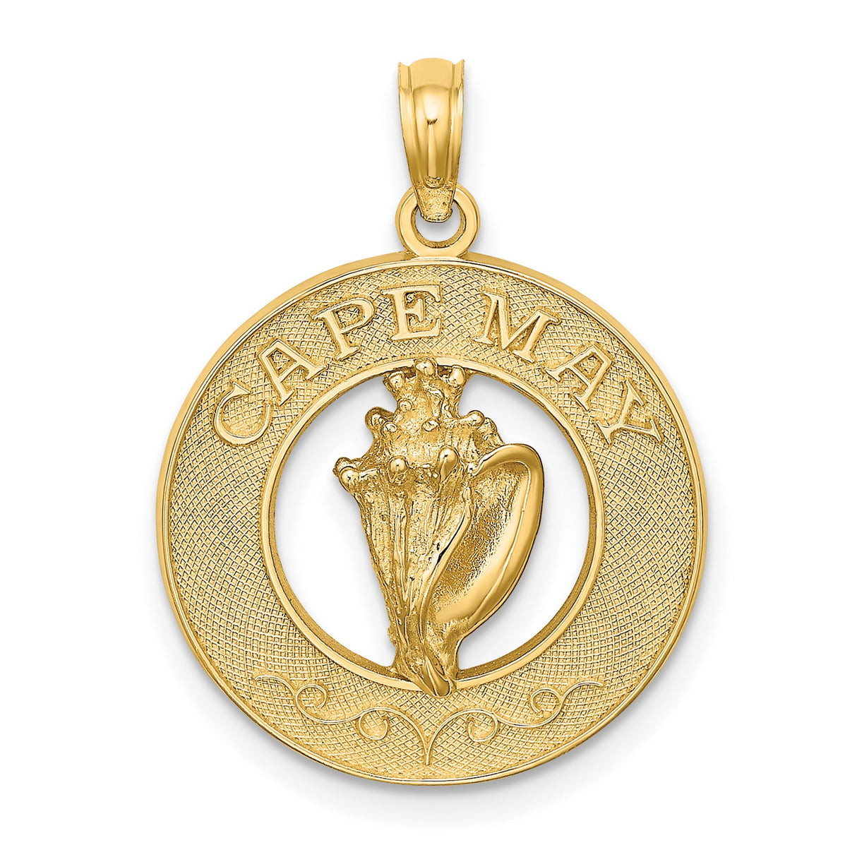 14k Yellow Gold Conch Shell Pendant, Cape May Nautical Charm, Coastal Beach Style Jewelry