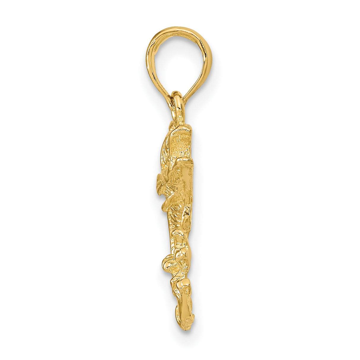 14k Yellow Gold Leaping Bass Fish Pendant with Lure Detail, Nature Jewelry for Anglers