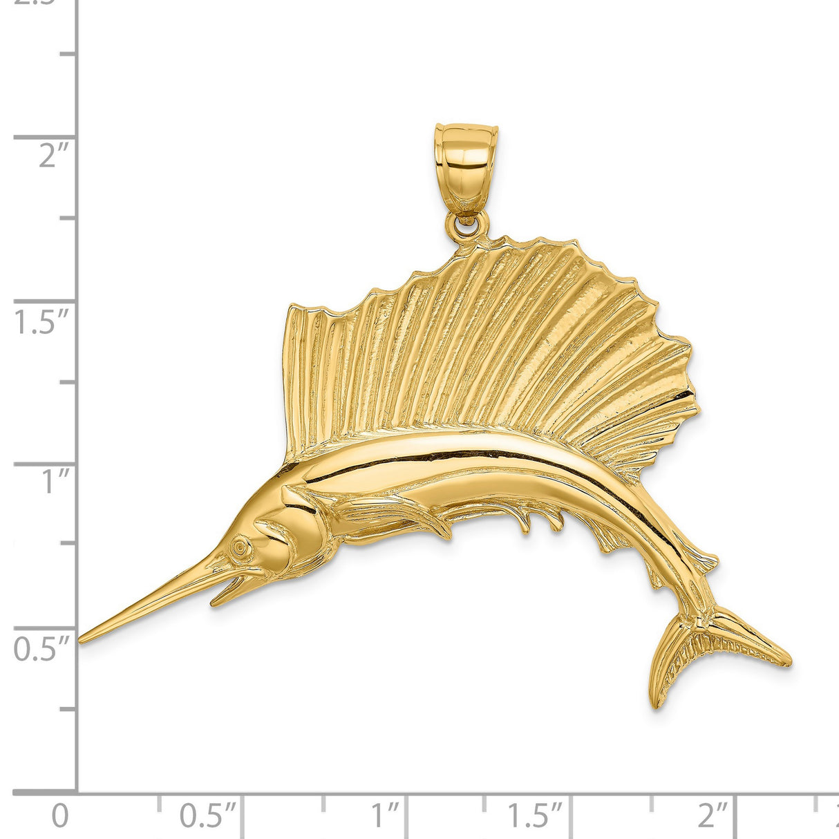 14k Yellow Gold Sailfish Pendant, Detailed Marlin Design, Nautical Ocean Jewelry for Men