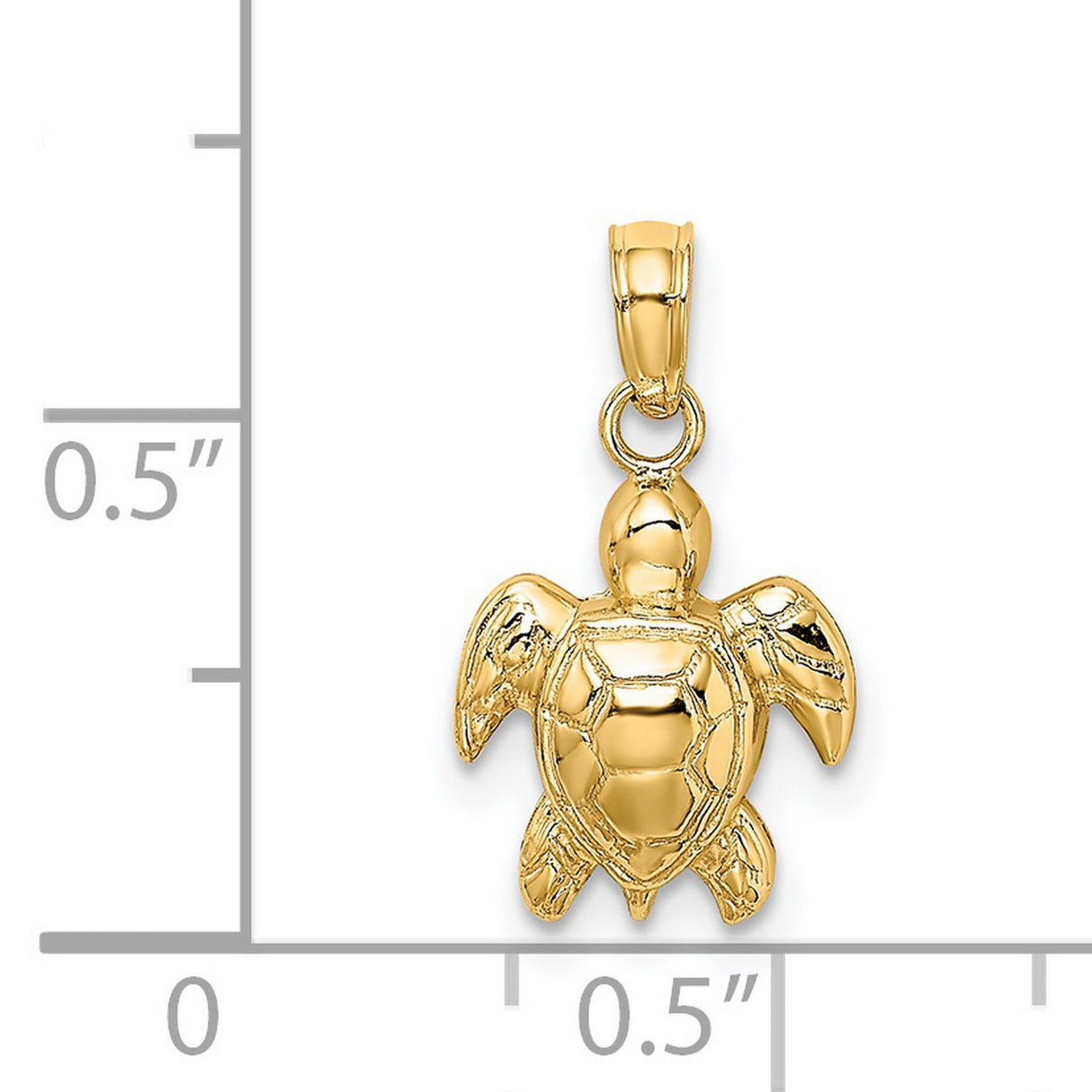 14k Yellow Gold Sea Turtle Pendant, Marine Life Charm, Ocean Theme Jewelry for Women or Unisex