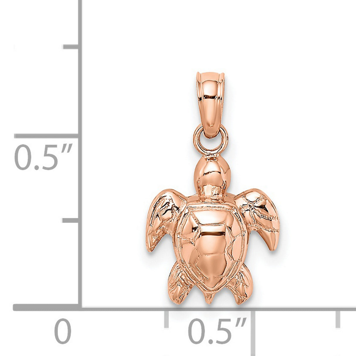 14k Rose Gold Sea Turtle Pendant, Marine Life Charm Jewelry for Women