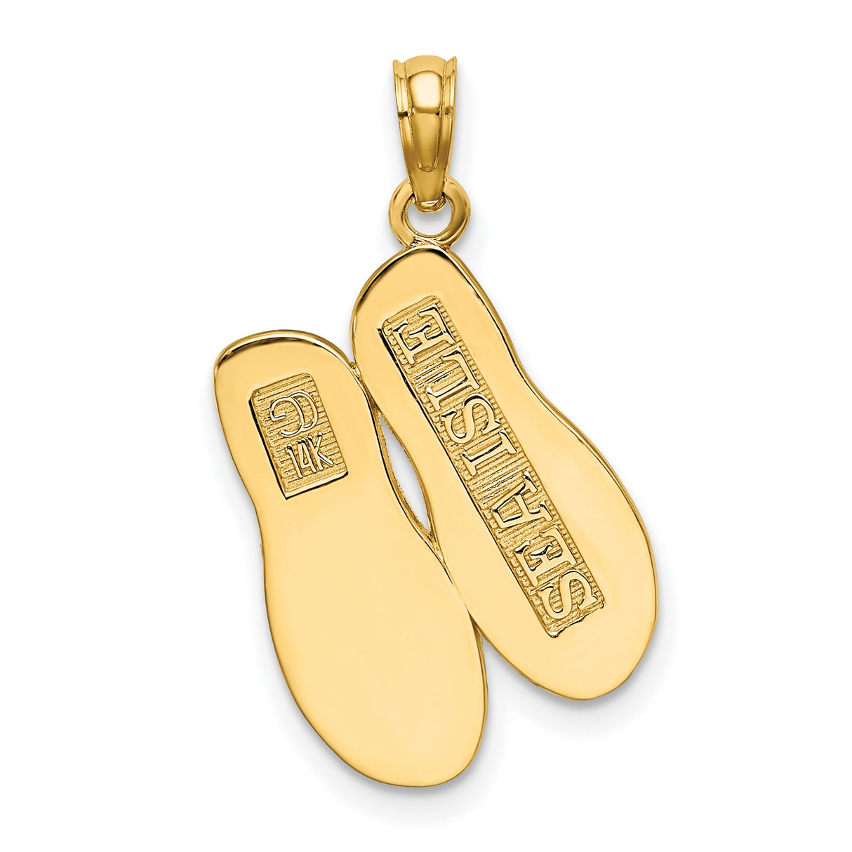 14k Yellow Gold Flip Flop Pendant, Textured Sandal Design, Coastal Beach Style Charm