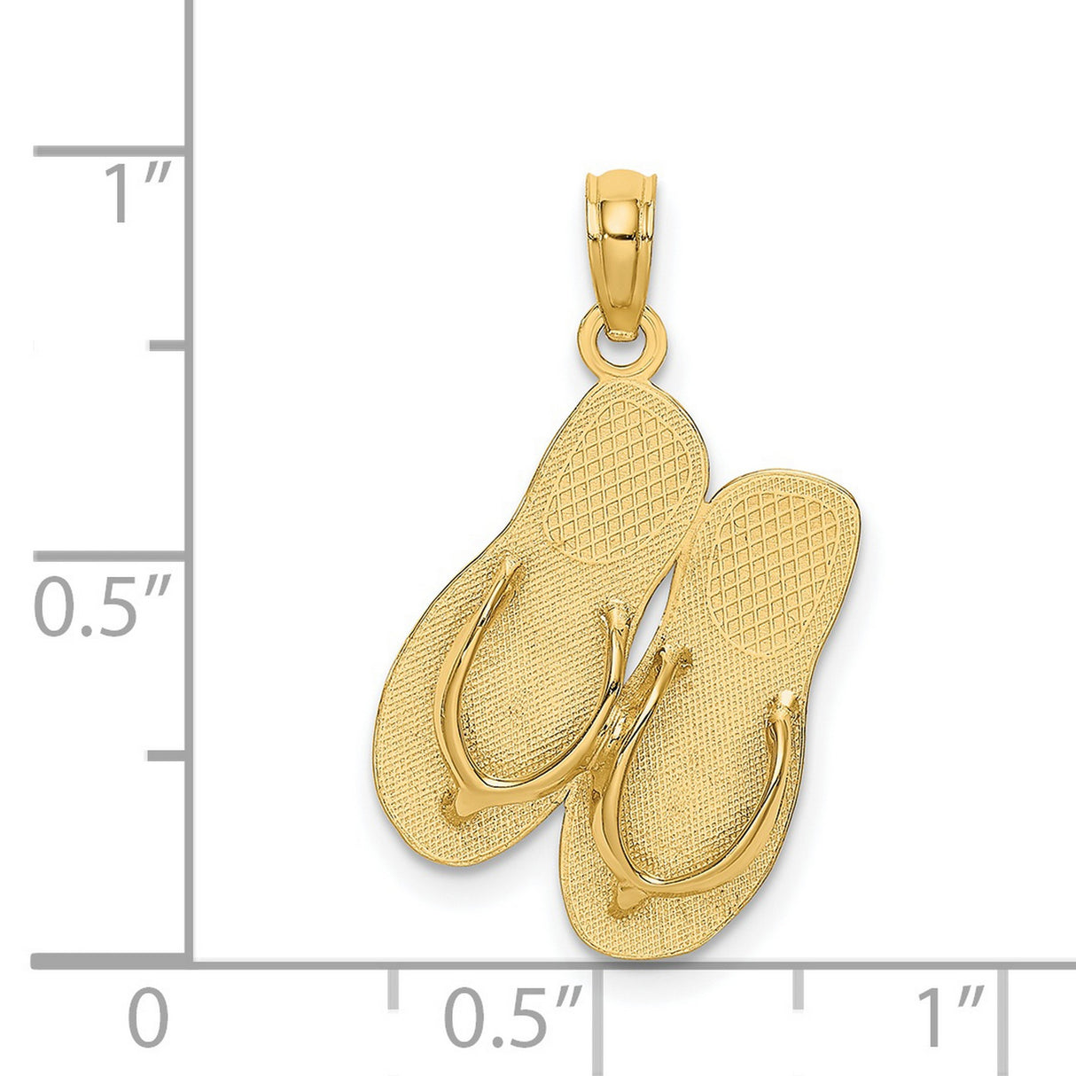 14k Yellow Gold Flip Flop Pendant, Textured Sandal Design, Coastal Beach Style Charm