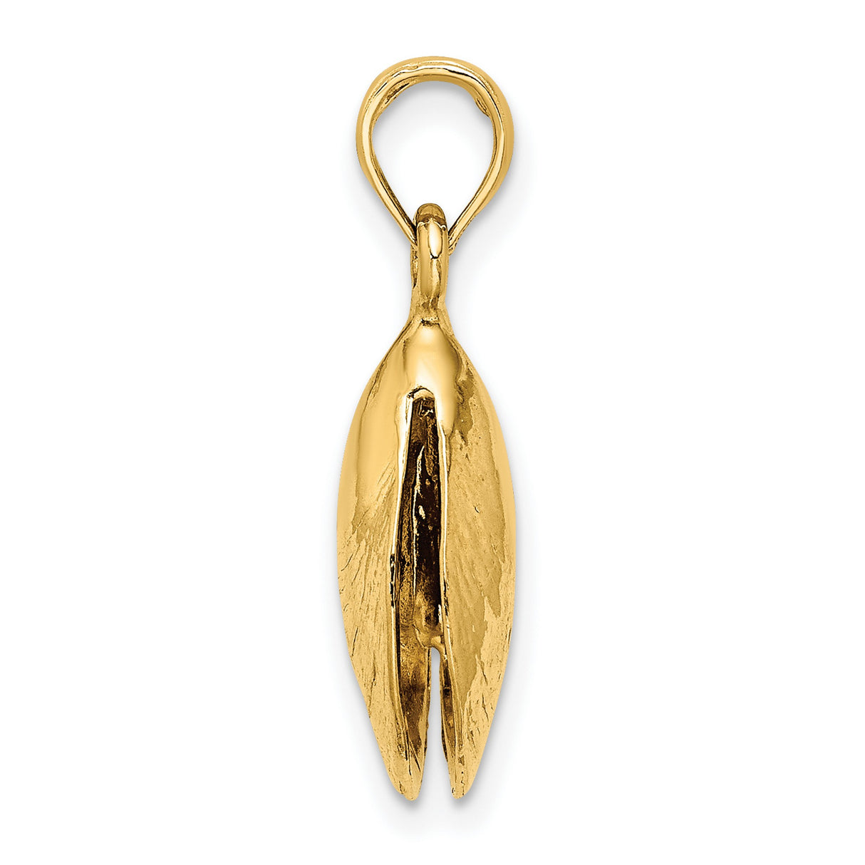14k Yellow Gold Mussel Shell Pendant, Ocean-Inspired Coastal Charm