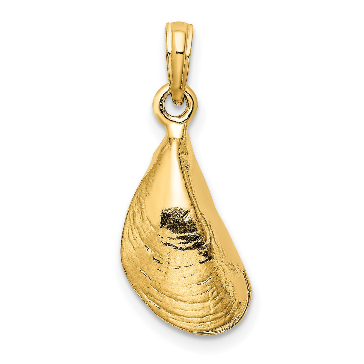 14k Yellow Gold Mussel Shell Pendant, Ocean-Inspired Coastal Charm