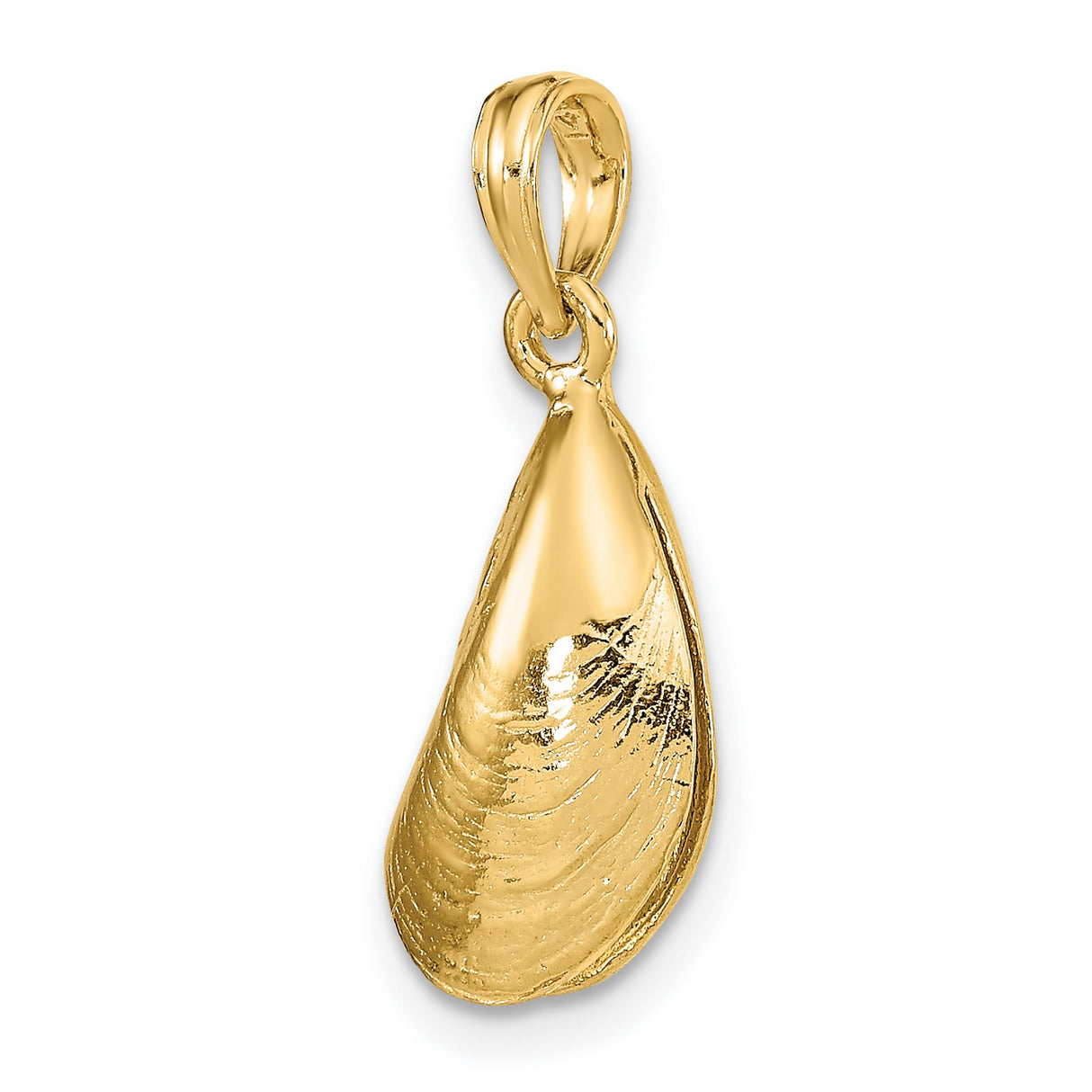 14k Yellow Gold Mussel Shell Pendant, Ocean-Inspired Coastal Charm