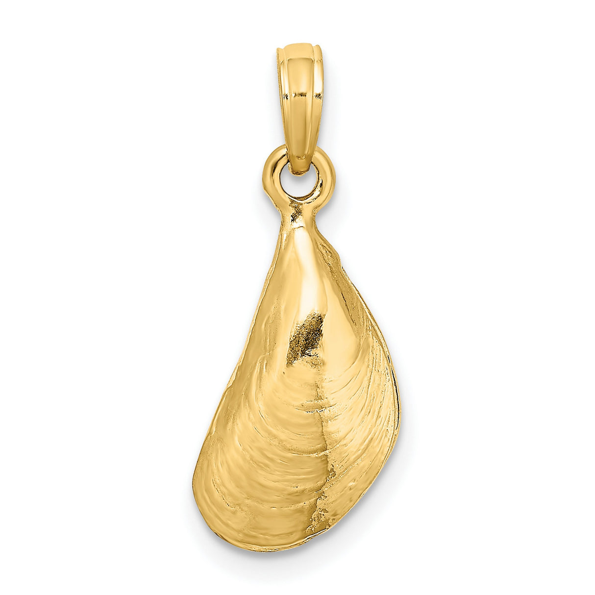 14k Yellow Gold Mussel Shell Pendant, Ocean-Inspired Coastal Charm