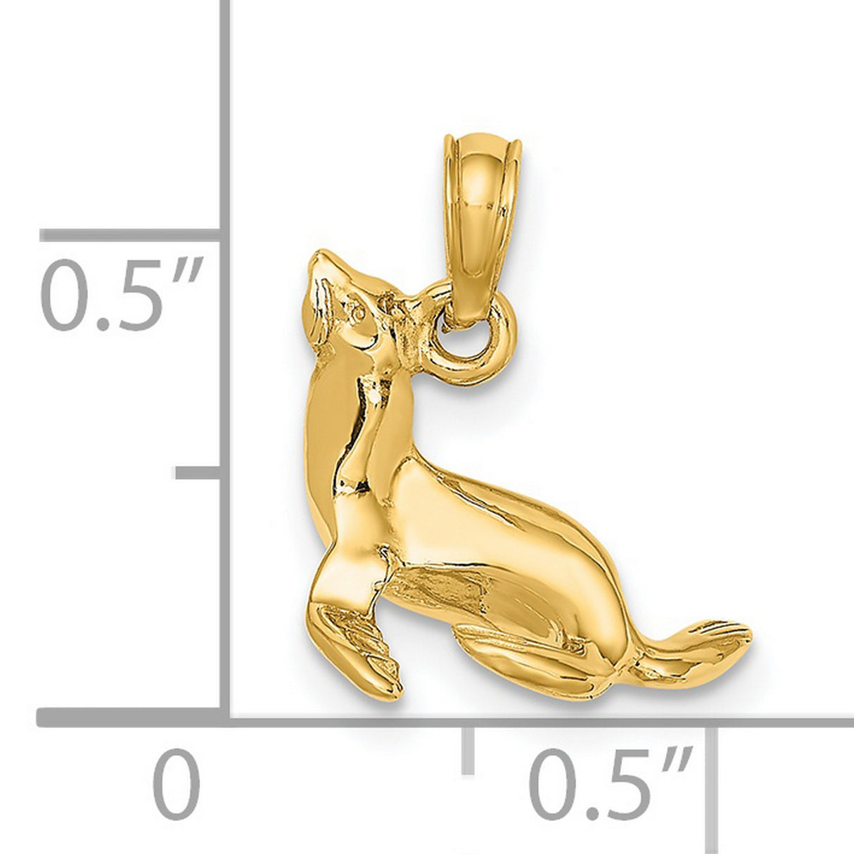 14k Yellow Gold Sea Lion Pendant, Detailed Marine Animal Charm, Ocean Life Jewelry