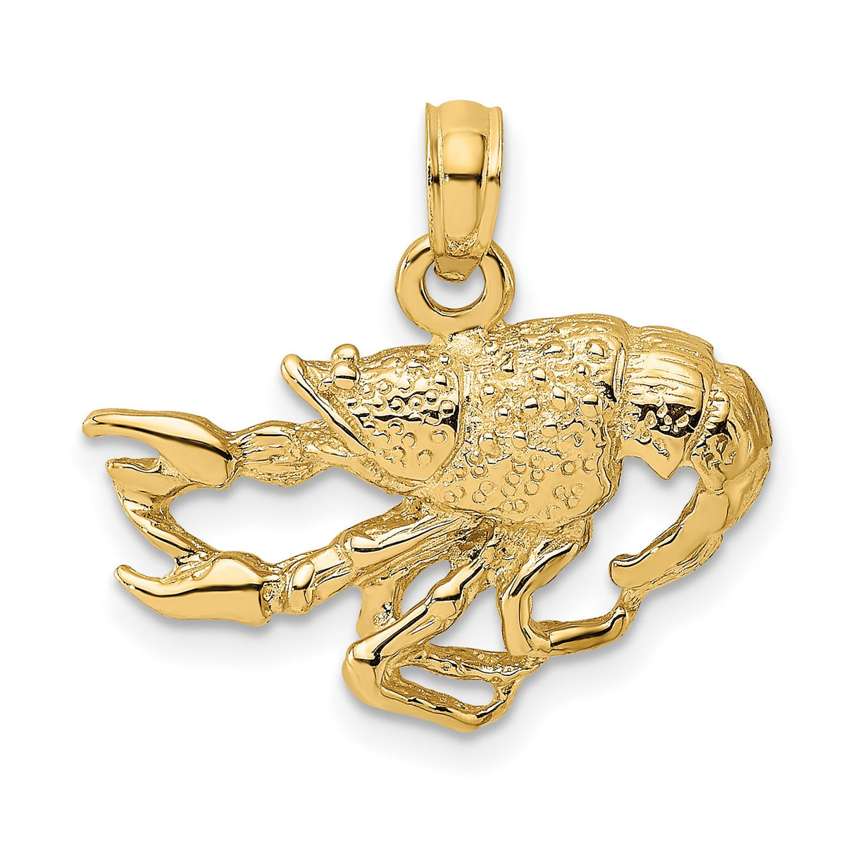 14k Yellow Gold Lobster Pendant, Nautical Crustacean Design, Ocean Life Theme