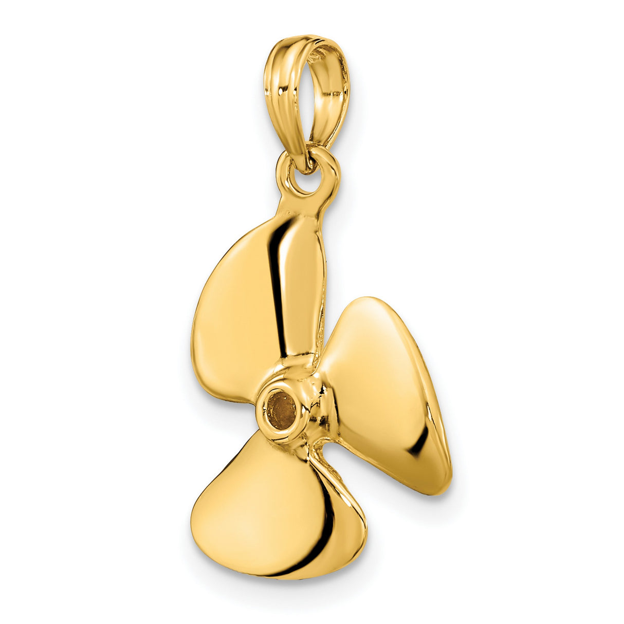14k Yellow Gold Propeller Pendant, Nautical Sailing Charm, Unisex Maritime Jewelry