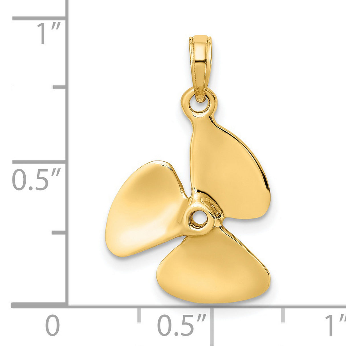 14k Yellow Gold Propeller Pendant, Nautical Sailing Charm, Unisex Maritime Jewelry