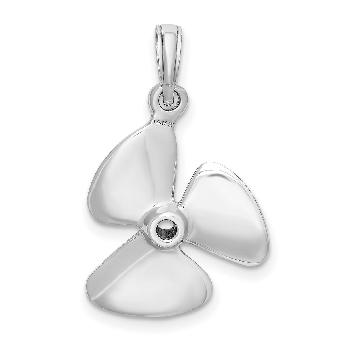 14k White Gold Boat Propeller Pendant, Nautical Marine Design for Men and Women