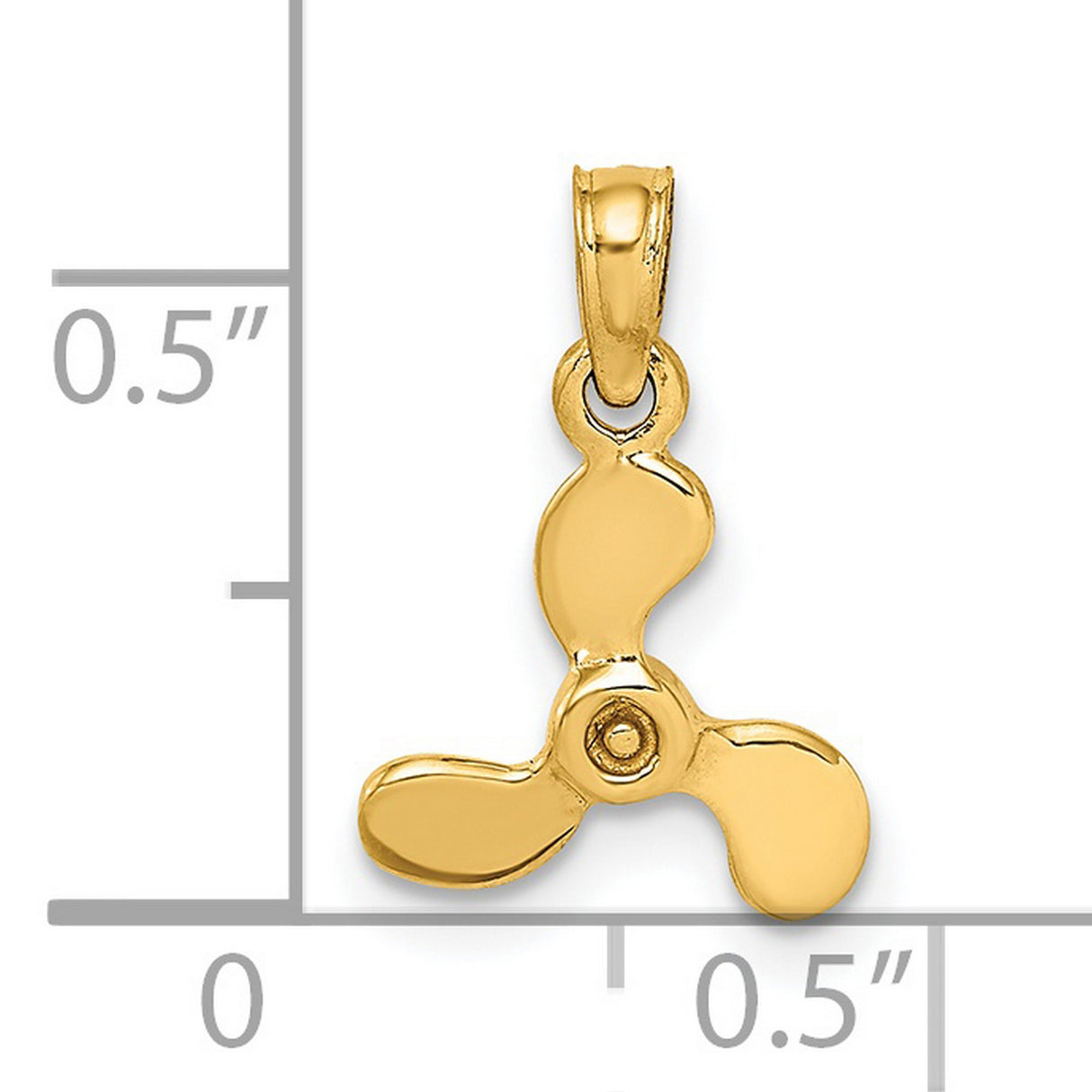 14k Yellow Gold Boat Propeller Pendant, Tri-Blade Nautical Marine Charm