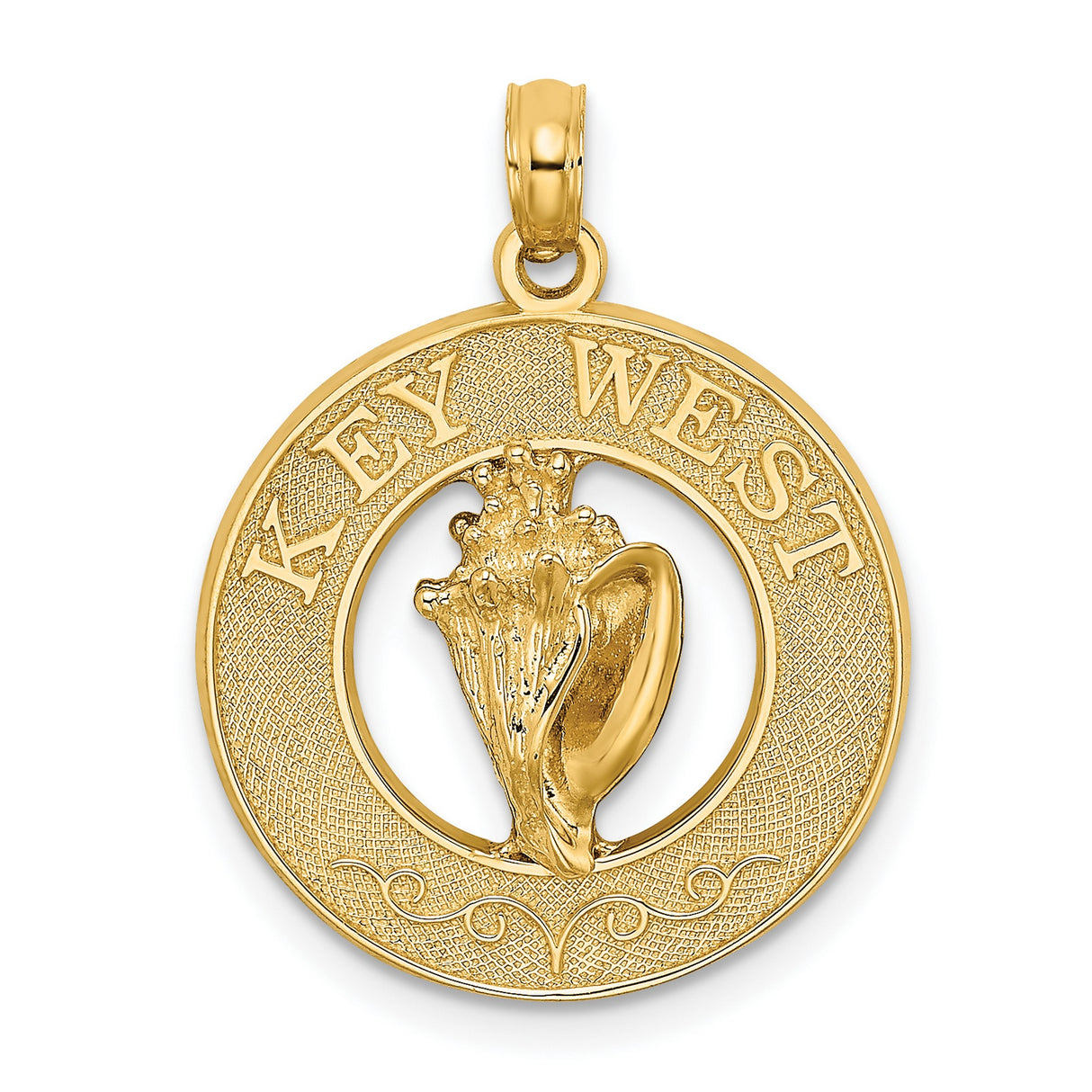 14k Yellow Gold Pendant with Detailed Conch Shell Design, Coastal Nautical Beach Theme